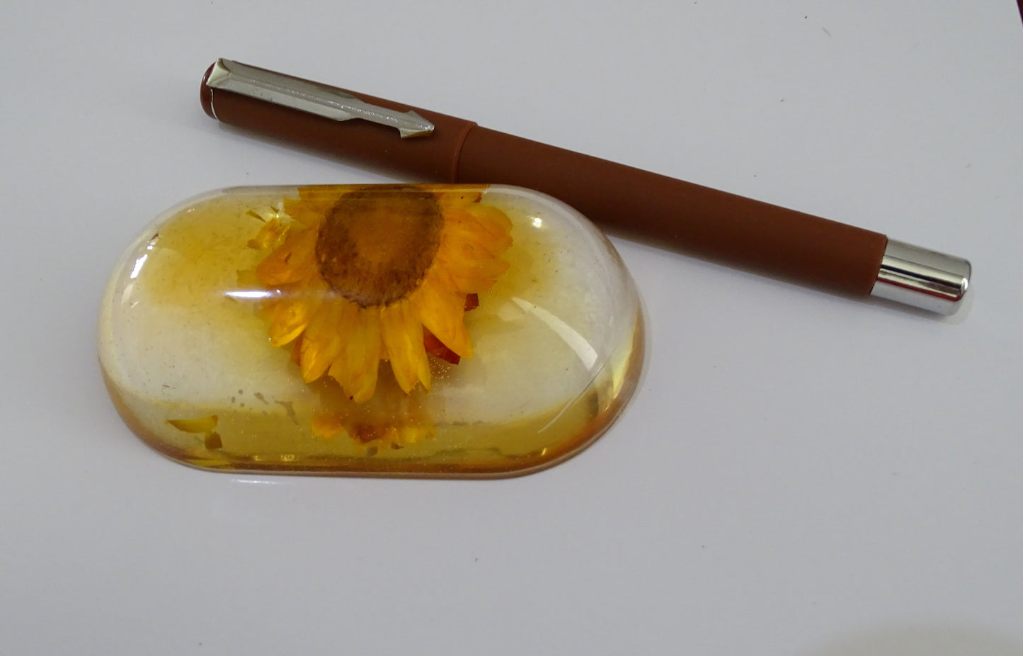 Paper Weight With Real Preserved Flower
