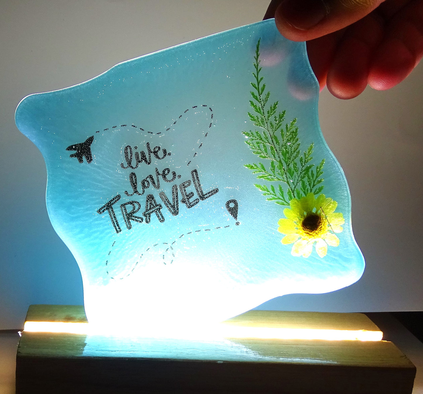 LED Lamps "Travel Lovers"  with Real Preserved Flowers