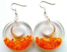 Earrings with preserved "Bird of Paradise" flower chips