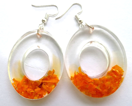 Earrings with preserved "Bird of Paradise" flower chips
