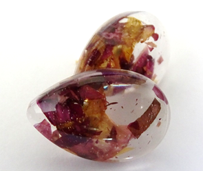 Earrings with preserved Dried Rose Petals