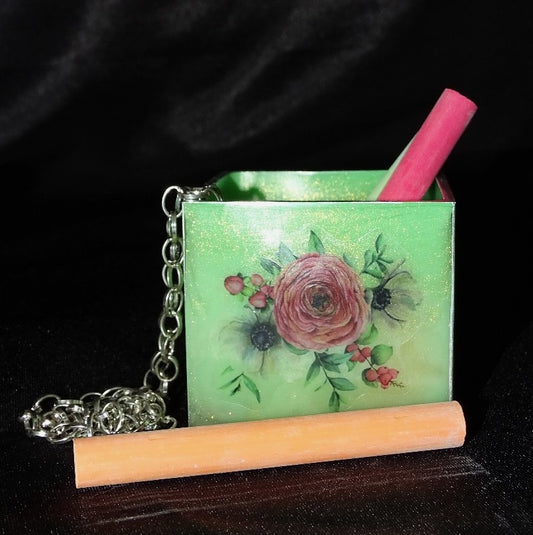 Pen Stand with Printed Rose
